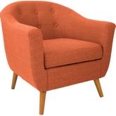 Rockwell Chair in Tufted Orange Fabric & Wood
